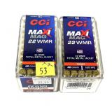 x2- Boxes of .22 Mag. CCI Maxi-Mag cartridges -x2