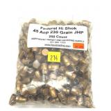 Lot, 250 .45 ACP. 230-grain JHP Federal HiShok