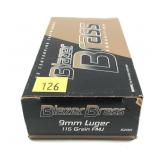 Box of 9mm Luger 115-grain FMJ Blazer brass