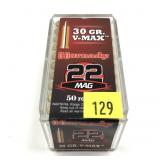 Box of .22 Mag. V-Max Hornady cartridges, 50 Rds.