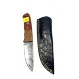 Custom Damascus steel blade knife with embossed