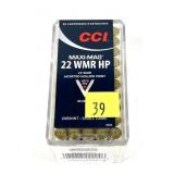 Box of .22 Mag. jacketed hollow point CCI Maxi-Mag