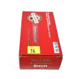 Box of 9mm Luger 124-grain JHP Black Hills
