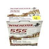 Box of .22 LR. hollow point Winchester cartridges,