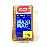 Box of .22 Mag. CCI Maxi-Mag hollow point