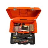 Lot: Tool box with assorted bits, hole saw bits