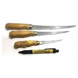 Lot, 3 assorted J. Marttiini filet knives with