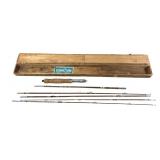 Early split bamboo fly rod in wooden case, 5 pc