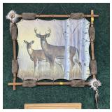 Vinyl Deer Print with Decorative Wood Frame
