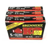 x3- Boxes of 20 Ga. 2.75" Brenneke rifled slugs