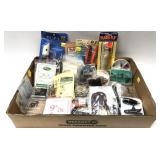 Lot: assorted flies, lures, leaders and more