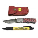 Custom handmade Damascus 1-blade folding knife