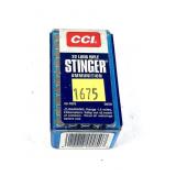 Box of .22 LR HP CCI Stinger cartridges, 50 Rds.