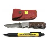 Custom handmade Damascus 1-blade folding knife