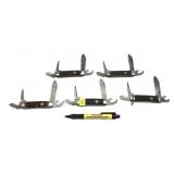 Lot, 5 vintage Boy Scout Ulster folding knives