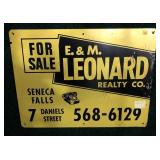 E&M Leonard Realty Seneca Falls Tin Sign