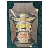 Wooden "Pure Medicines" sign, 19 x 11.5"