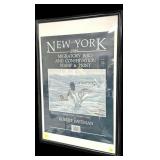 Framed New York 1989 Bird Stamp Print Poster,