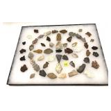 Collection of Native American stone arrow heads,
