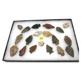 Collection of Native American stone arrow heads,