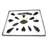 Collection of Native American stone arrow heads