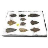Collection of Native American stone arrow heads,