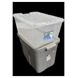 Lot: 2- Plastic Totes with Lids