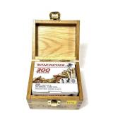 Wooden ammo box of .22 LR. HP Winchester
