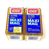 x2- Boxes of .22 Mag. HP CCI Maxi-Mag cartridges