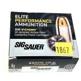 Box of .45 Auto 230-grain JHP SIG Sauer V-Crown