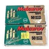 x2- Boxes of 9mm Makarov 92-grain FMJ LVE