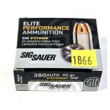 Box of .380 Auto 90-grain JHP SIG Sauer V-Crown