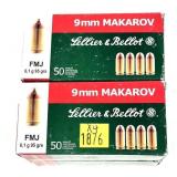 x4- Boxes of 9mm makarov 95-grain fmJ Sellier &