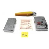 Lot: 2- Zippo Lighters and Fish Novelty Lighter