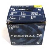 Federal 28 ga. 2 3/4" 6 Shot Game Loads, 25 rds.