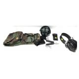 Lot: 2- Earmuffs , Multitool  and Camo waist bag