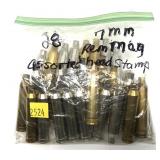 Bag of 7mm Rem Mag brass, marked 28