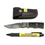 Custom handmade Damascus 1-blade folding knife