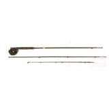Early 3 pc split bamboo fly rod with Reel