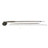 Early 3 pc split bamboo fly rod with Plueger