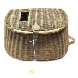 Early wicker fishing creel with strap