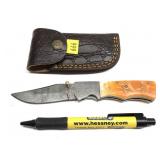 Custom Damascus 1-blade folding knife with