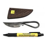 Custom Damascus blade knife with loop handle and