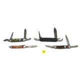Lot, 4 assorted folding knives includes: