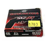 Box of .410 Ga. 2.5" 000 Buck handgun loads,