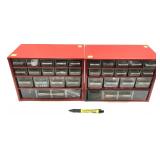 Lot: 2- 15 Drawer counter cabinets with assorted