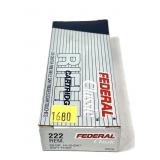 Box of .222 REM 50-grain SP Federal cartridges,