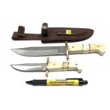 Timberattler 2-knife set in leather sheath