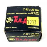 Box of 7.62x39mm 124-grain FMJ Tulammo