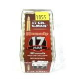 Box of .17 HMR 17-grain V-Max Hornady cartridges,